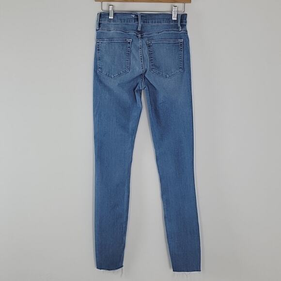 Frame Le High Skinny Raw Edge Blue Denim Jeans in Europa 26 - Picture 3 of 15